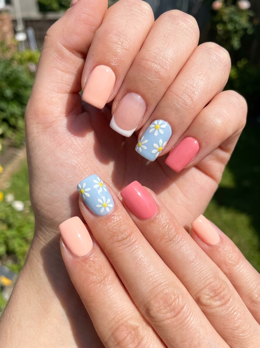 Summer Mix-and-Match Square Nails